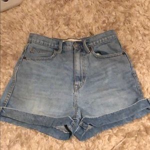 High waisted denim shorts